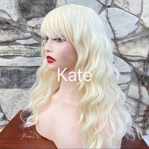 Human hair blend platinum blonde wig main image 5